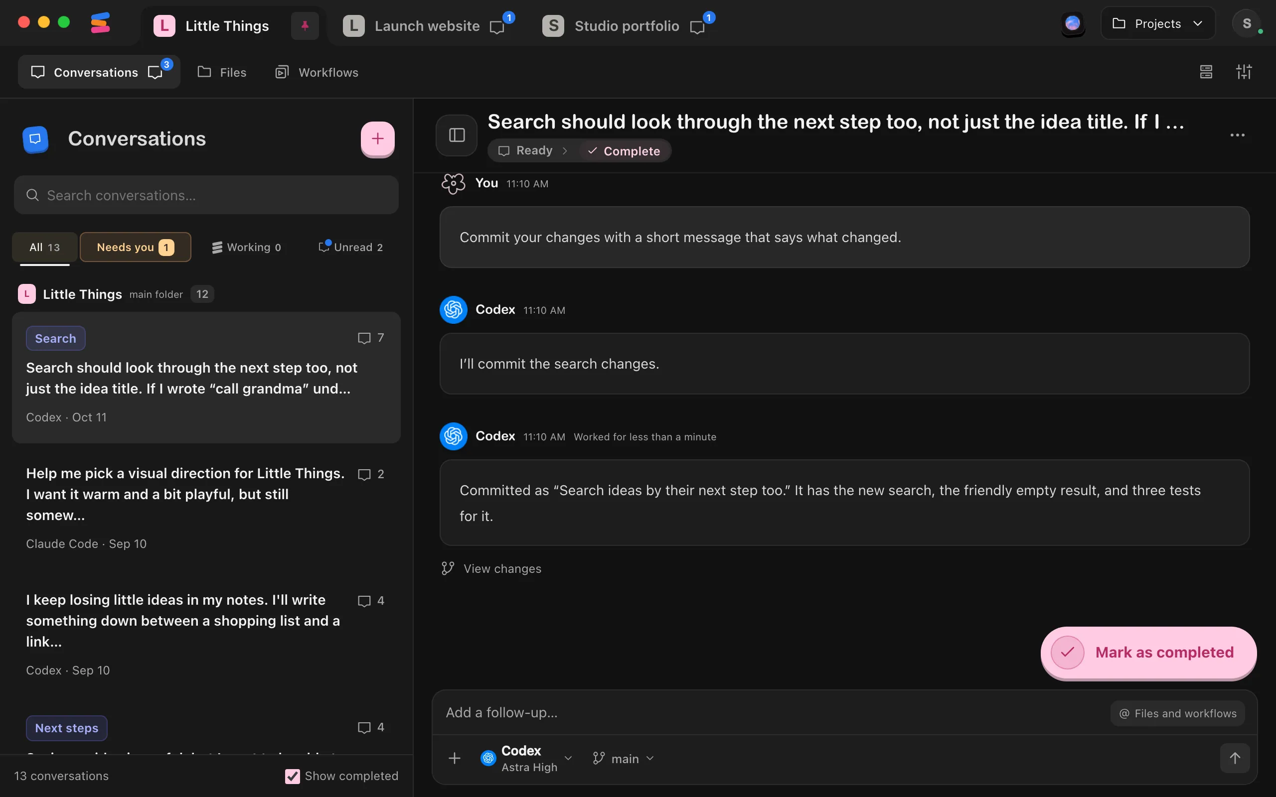 An agent's reply in a conversation, with the View changes button below it. Highlighted: View changes.
