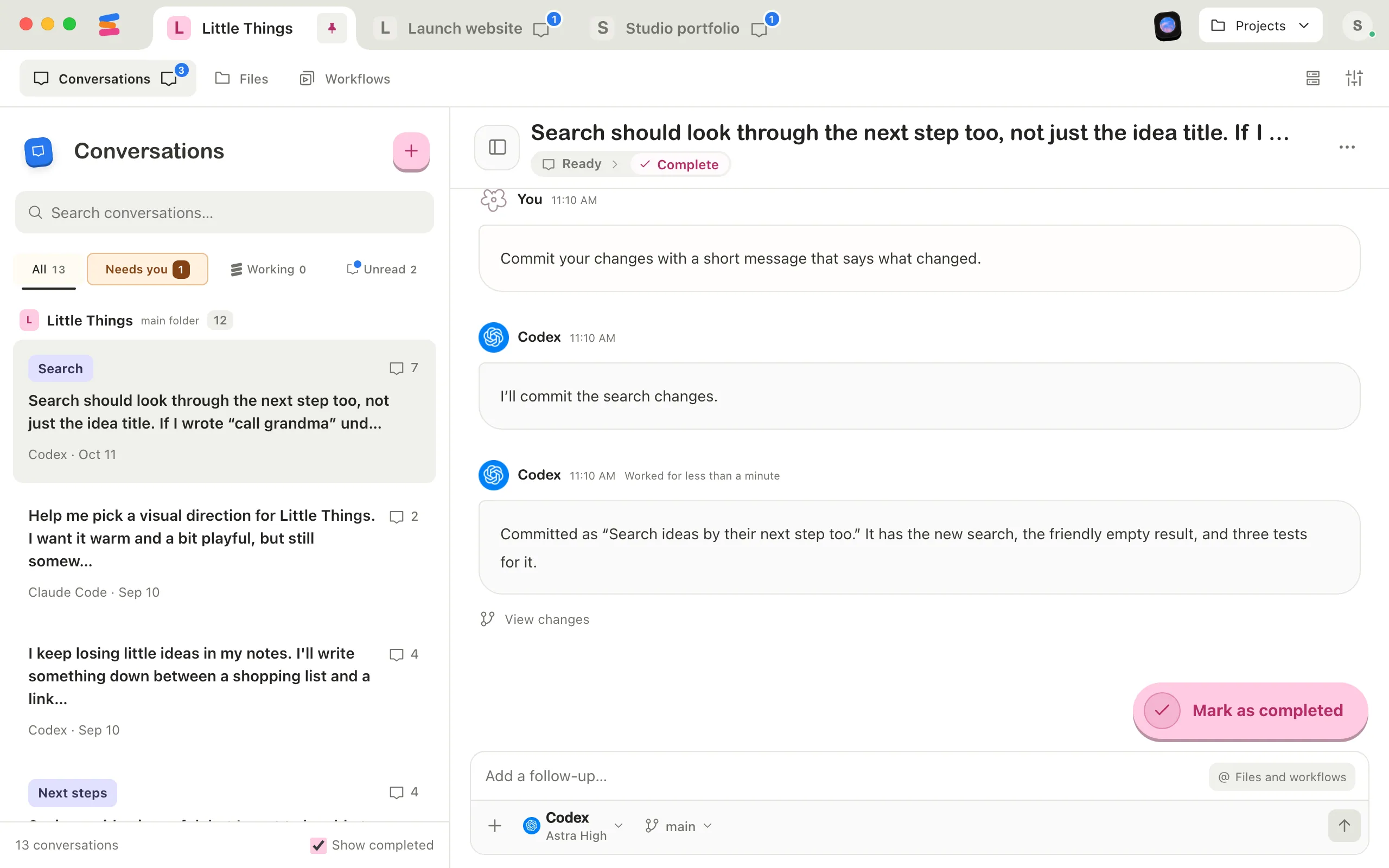 An agent's reply in a conversation, with the View changes button below it. Highlighted: View changes.