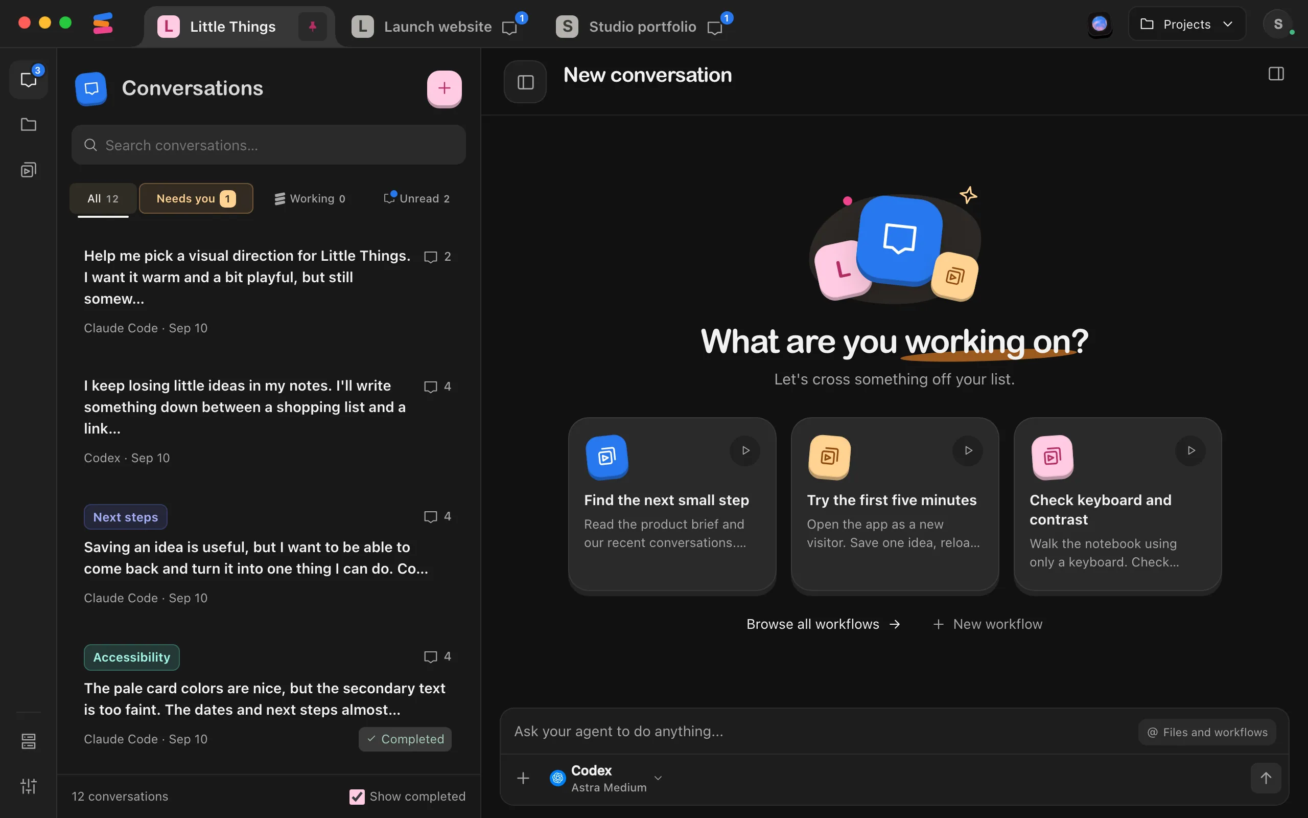 The top of the Enjoy window, with the project tabs and the Projects button after them. Highlighted: Projects.