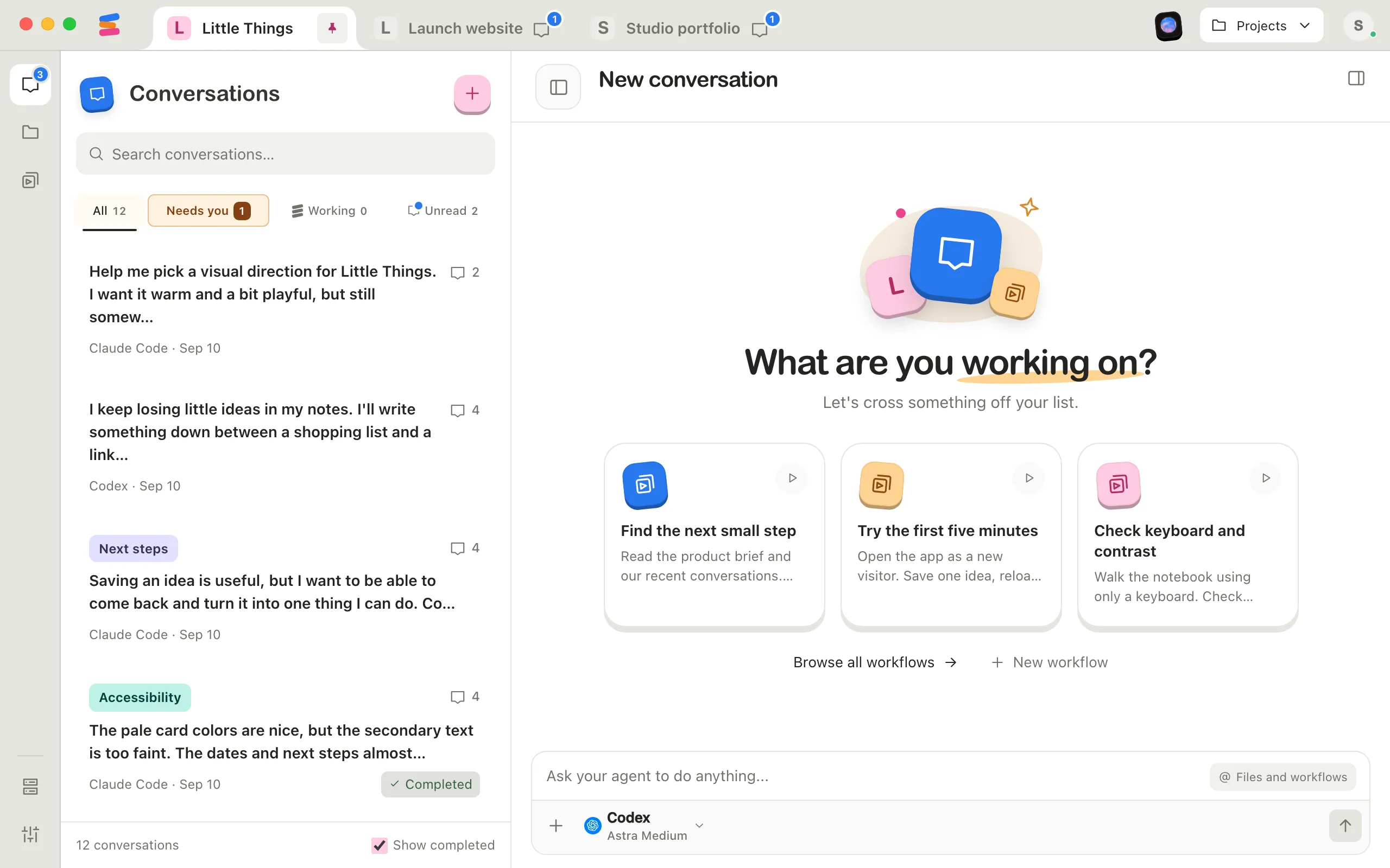 The top of the Enjoy window, with the project tabs and the Projects button after them. Highlighted: Projects.
